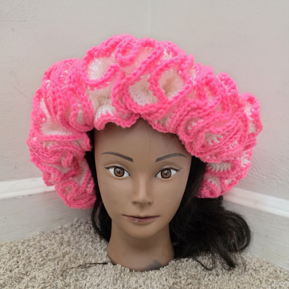 Pink and White Crochet Hat